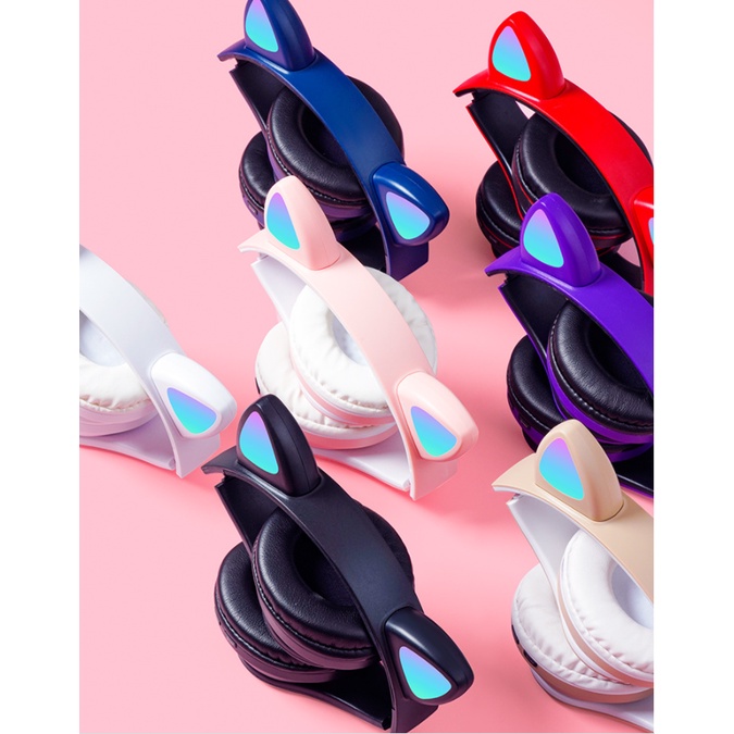 "Tại chỗ" tai nghe đầu mèo tai nghe bluetooth tai nghe phát sáng tai mèo vuốt mèo dễ thương mát mẻ tai nghe bluetooth không dây chất lượng âm thanh cao