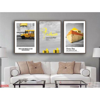 Bộ 3 tranh canvas tràn viền khung hiện đại siêu rẻ