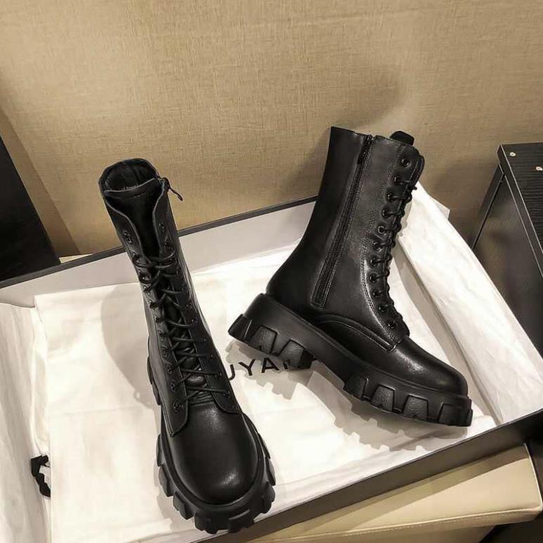 Boot nữ cổ cao da dày có khóa kéo đế cao 5.5 cm | BigBuy360 - bigbuy360.vn