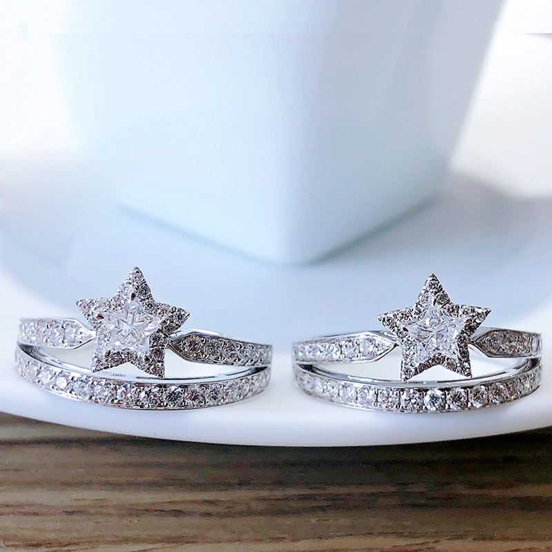 Nhẫn Đeo Tay Kim Loại Mặt Hình Ngôi Sao Năm Cánh Đính Đá Thời Trang Cho Nữ