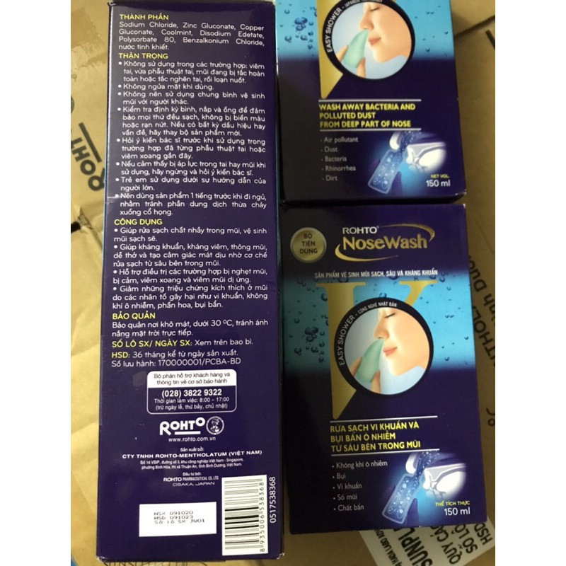 Bộ sản phẩm vệ sinh mũi cỡ lớn Rohto Nose Wash gồm 1 bình rửa và 1 chai dung dịch 400ml