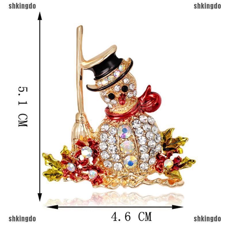 Huy hiệu cài áo hình người tuyết Giáng sinh đính đá thời trang