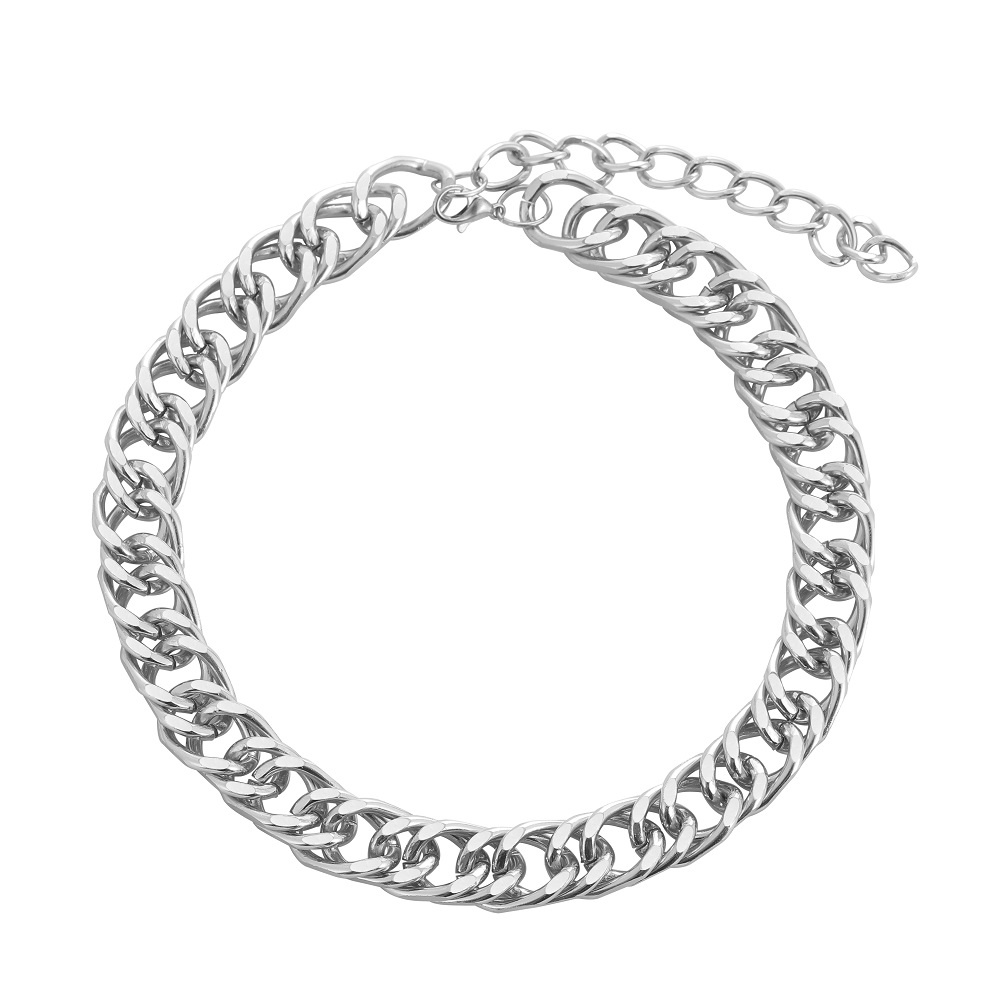 Vòng cổ Thép Titan Màu Bạc Phong Cách Punk Thời Trang Cho Nam