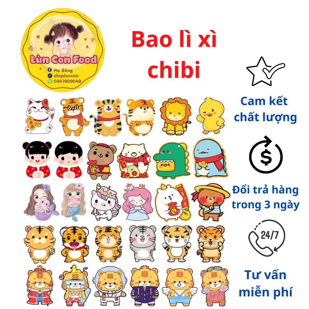 BAO LÌ XÌ TẾT HOẠT HÌNH CHIBI DỄ THƯƠNG TẾT 2023 - Lùn Con Food