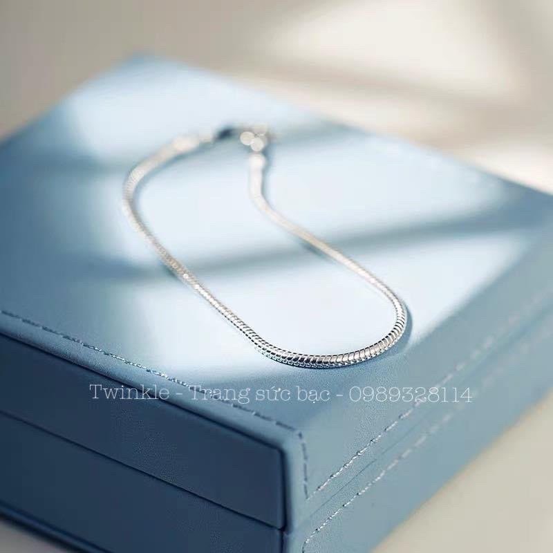 Vòng tay bạc 925 CAO CẤP dày đặc trắng sáng dây lì đơn giản dễ phối - Twinkle Silver