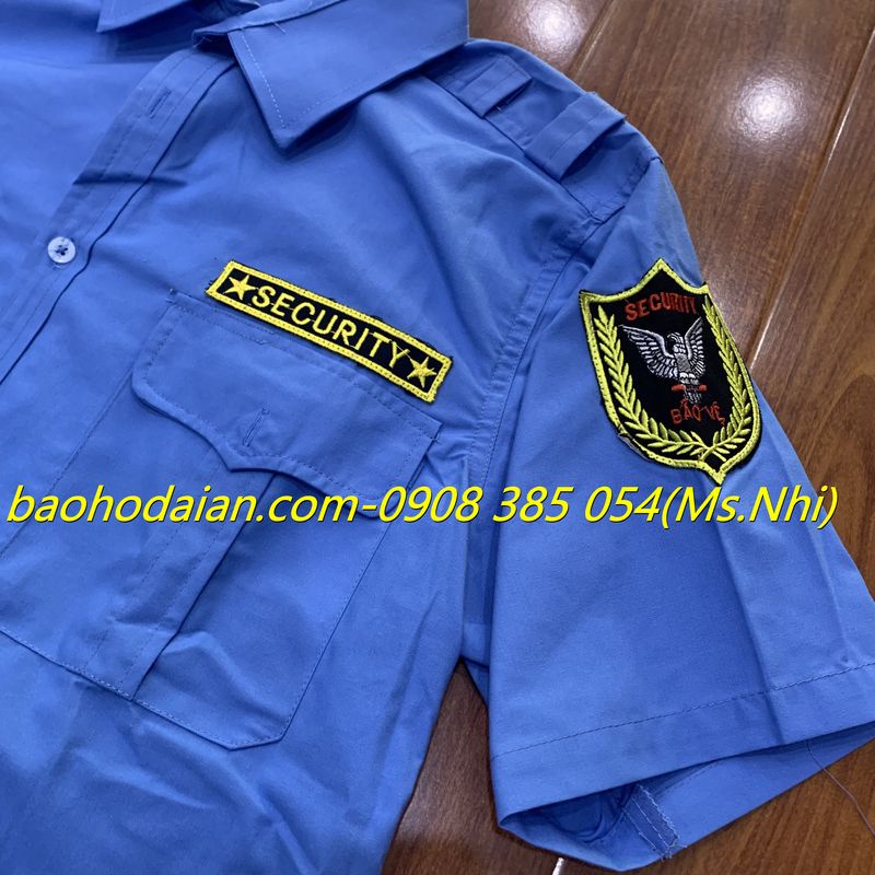 Quần áo bảo vệ ngắn tay màu xanh dương chất vải thấm hút mồ hôi