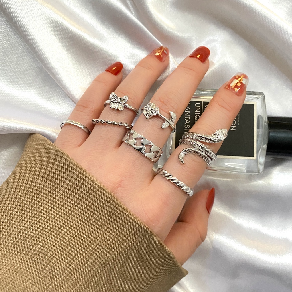 Nhẫn Thời Trang Màu Vàng Kim/Bạc Nhiều Kiểu Dáng Retro Phong Cách Hàn Quốc Cho Nam Và Nữ