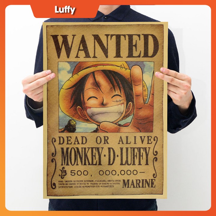 Poster One Piece Luffy Zoro Sanji Nami Robin Chopper Fanky hình nhân vật truy nã