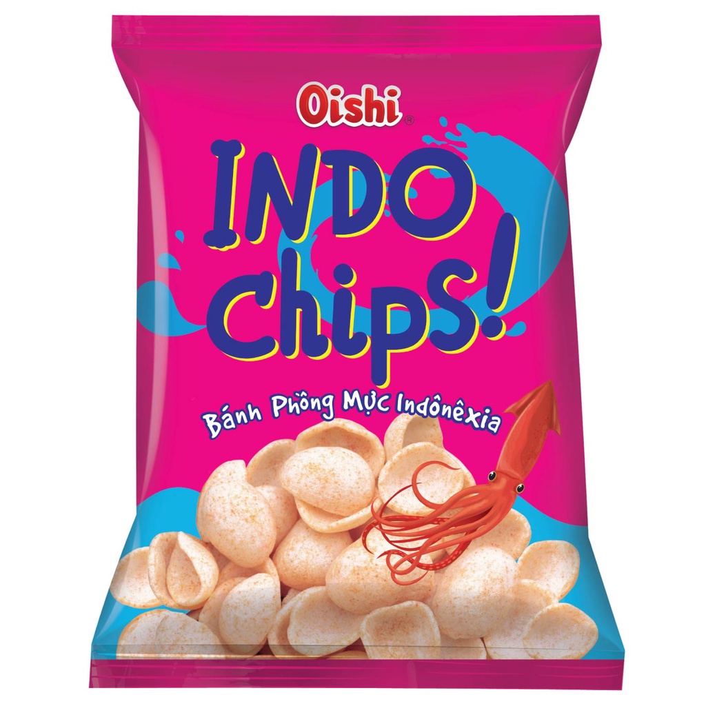 Combo 12 gói Oishi Snack Phồng Mực Indochips (75g/gói)
