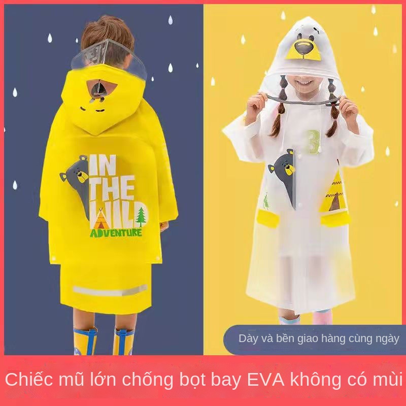 Hàng Có Sẵn Áo Mưa Trẻ Em Đi Học Chống Thấm Nước Vành to + Ghế Lớn Bảo Vệ Chất Lượng Cao