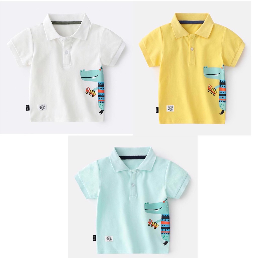 Áo Polo Cho Bé Trai Bé Gái In Hình Cá Sấu Từ 1 Đến 7 Tuổi Áo Thun Cộc Tay Có Cổ Cho Bé Chất Cá Sấu Đẹp