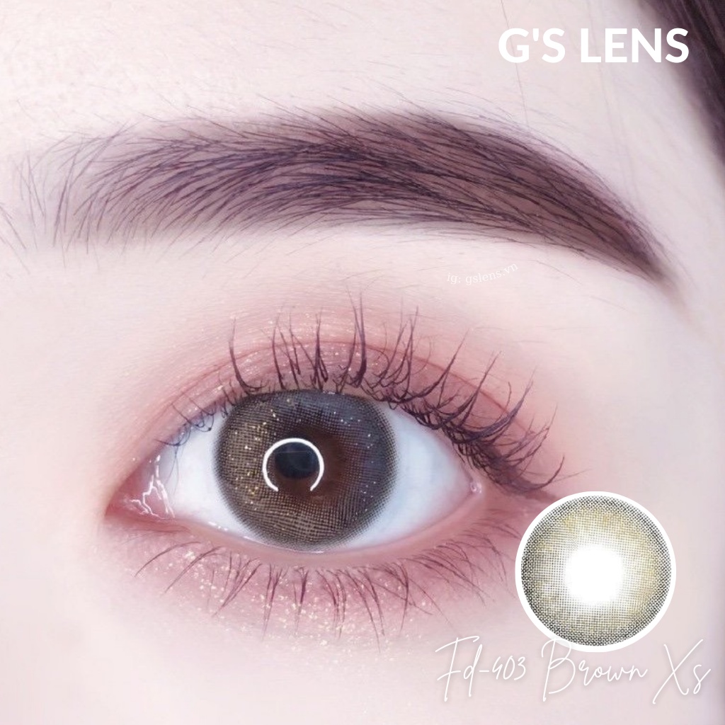 Lens Mắt Kính Áp Tròng Nâu Xám Ánh Kim Không Giãn Size Xs 14mm Có 0 Đến 6 Độ Cận Fd403 Brown Xs