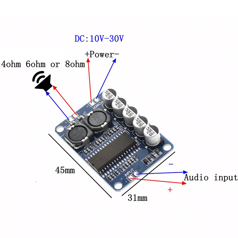 Bảng Mạch Khuếch Đại Âm Thanh Kỹ Thuật Số DC 24V TDA8932 mono 35W