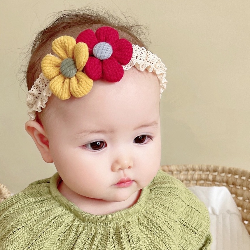 Băng đô cài tóc/turban đính hoa vải thủ công dễ thương cho bé sơ sinh chính hãng Chicbaby