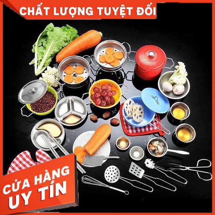 [XẢ KHO+FREE SHIP] Bộ đồ chơi xoong nồi inox cho bé học nấu ăn 40 chi tiết