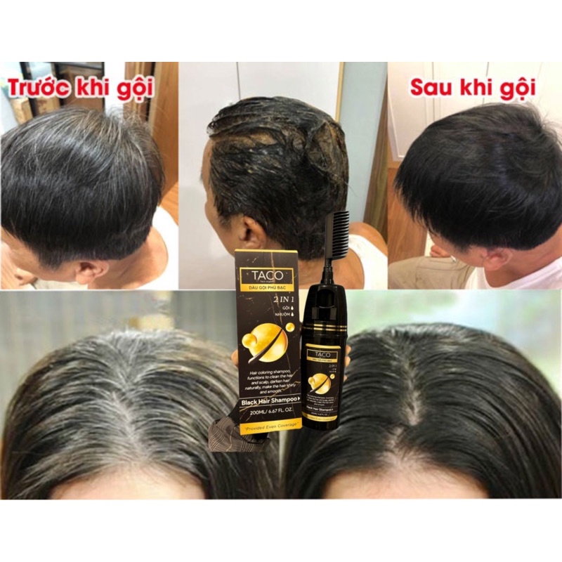 Dầu Gội Nhuộm Đen Thảo Dược TACO Black Hair 200ml - Gội Là Đen Chỉ Với 10 Phút
