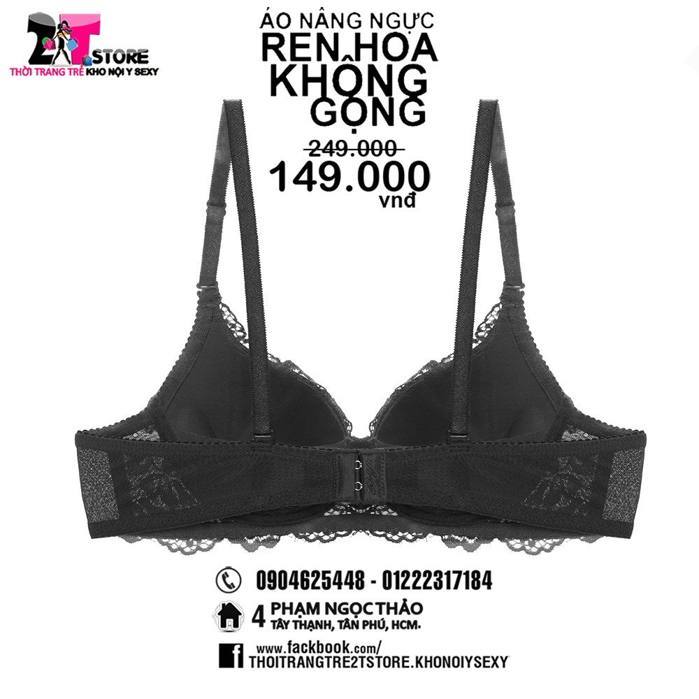 Áo Nâng Ngực Cotton Không Gọng Phối Ren (Đen)