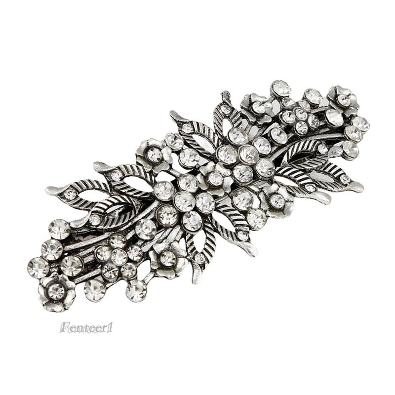 [Fenteer1] Kẹp Tóc Bạc Hình Hoa Sang Trọng Cho Nữ