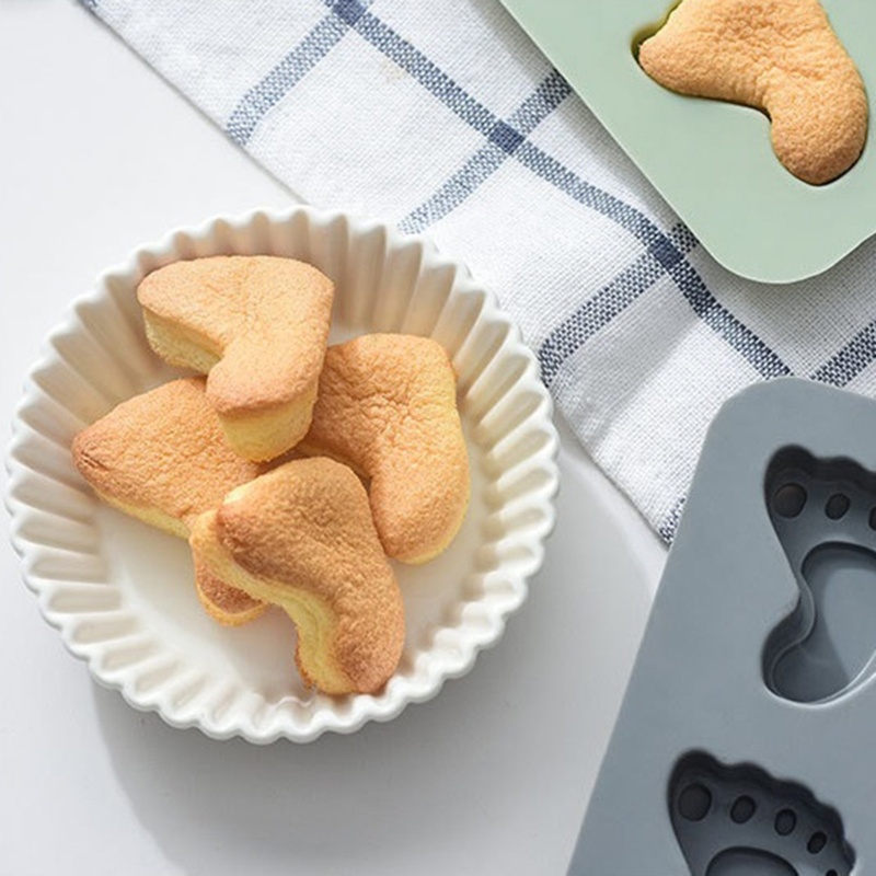 Khuôn Silicone 6 Lỗ Chống Dính Tạo Hình Bàn Chân Làm Bánh Kẹo Thạch