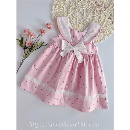 Váy Đầm Bé Gái Annie Đầm Cổ Thuỷ Thủ Hồng – cho bé từ 9 – 30kg