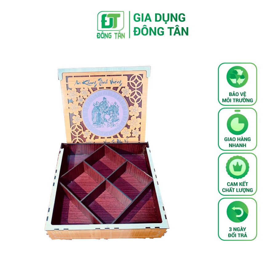 Khay Mứt Bằng Gỗ ĐÔNG TÂN Cao Cấp Thiết Kế Hình Vuông Cho Ngày Lễ Tết