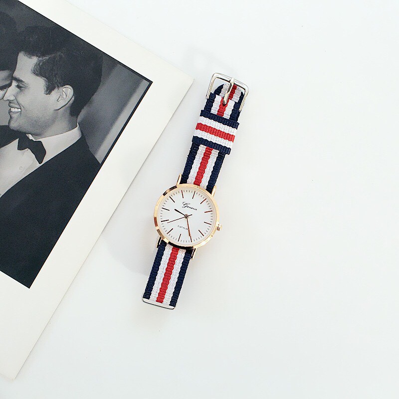 Đồng hồ thời trang nam nữ kẻ sọc dây dù cực đẹp D75 | BigBuy360 - bigbuy360.vn