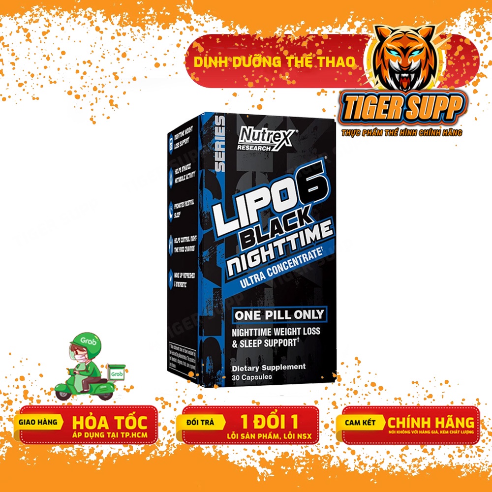 Nutrex Lipo6 Night Time , Viên uống Lipo 6 hỗ trợ giấc ngủ, hỗ trợ giảm mỡ, 30 Viên - Chính hãng