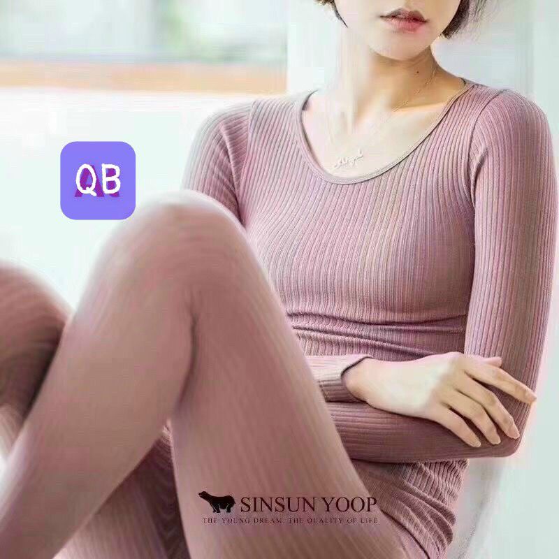 Bộ ngủ len tăm giữ nhiệt nữ co dãn 4 chiều
