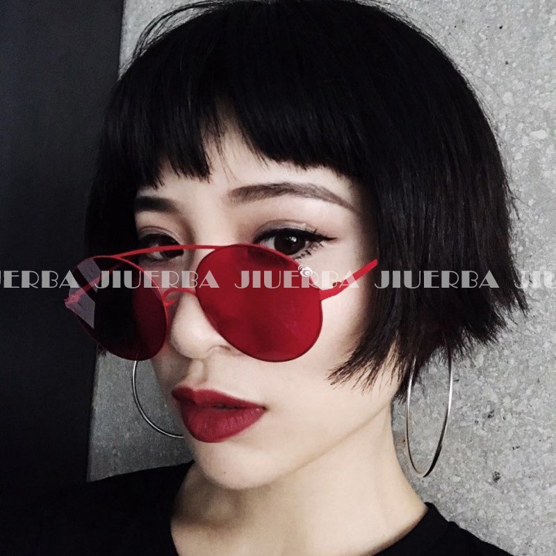 Kính mát gọng kim loại tròn phong cách retro Hàn Quốc