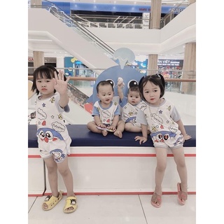 Bộ quần áo cộc tay Doraemon Xanh dễ thương cho bé 8-18kg
