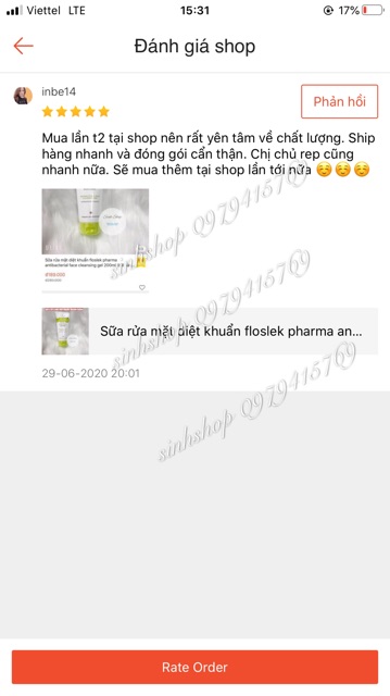 Sữa Rửa Mặt Flos-lekk Antibacterial Face Cleansing Gel 200ml