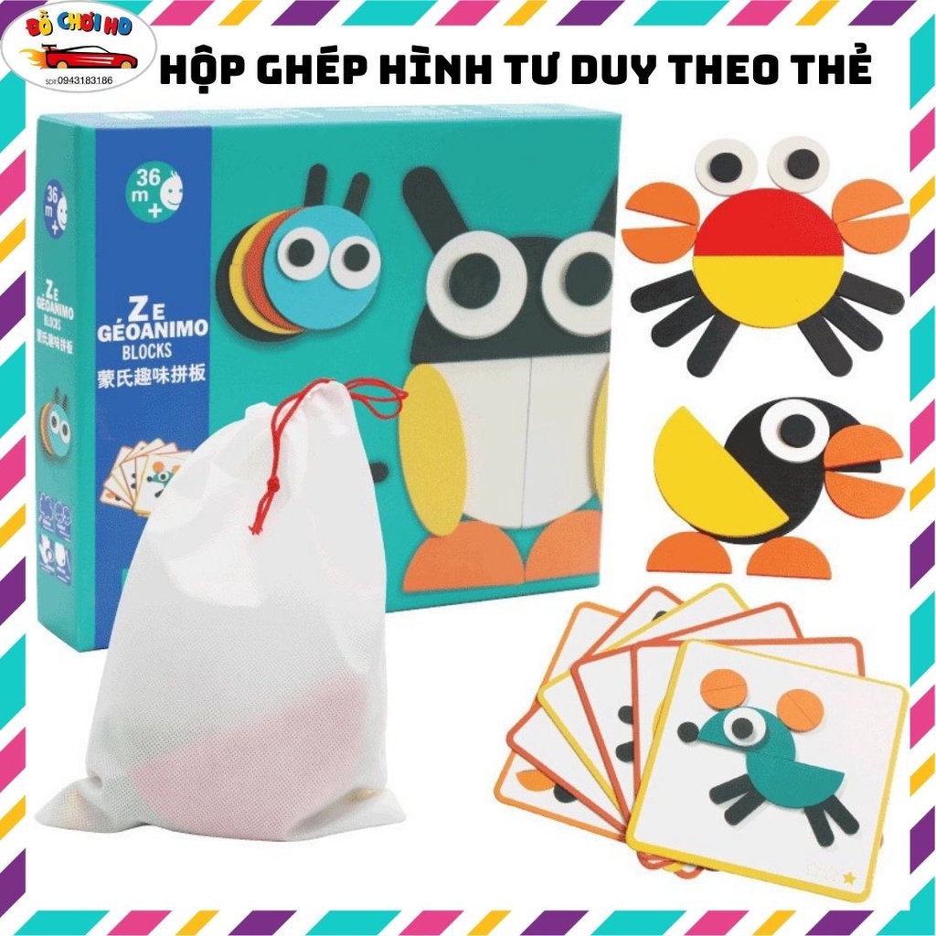 Đồ chơi ghép hình tư duy theo thẻ, đồ chơi gỗ thông minh monteri cho bé