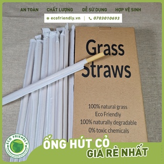 Ống hút cỏ bọc màng giấy - 100 ống. Hàng xuất khẩu Nhật & Châu Âu. Không tan trong nước. Đạt chứng nhận ISO 2200 & HACCP