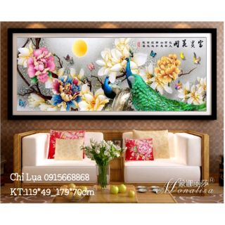 Tranh thêu Chỉ Lụa Phu Thê Viên Mãn kt 119*49cm