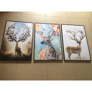 Bộ Ba Tranh Hươu Cao Cấp ( GỒM NHIỀU SIZE LỰA CHỌN)