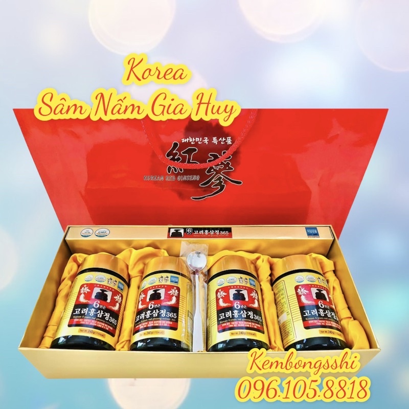 Cao Hồng Sâm 365 Hàn Quốc, Hộp 4 lọ, 240ml