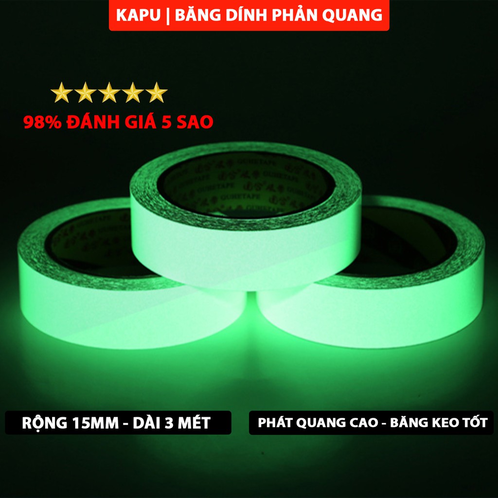 Băng keo dạ quang 3 mét, băng dính phát sáng trong đêm, decal dạ quang  - Phụ Kiện Cửa KAPU