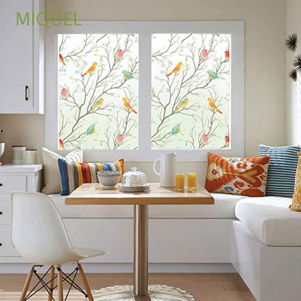 Giấy dán mặt nhám họa tiết chim nhiều màu sắc không keo tiện dụng cho nhà tắm/ cửa sổ kính