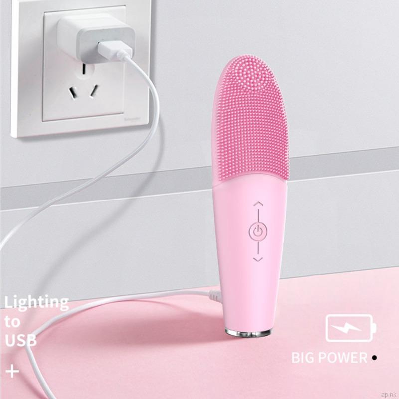 Bàn chải rung silicone giúp mát xa làm sạch da mặt chống nước tốt tiện dụng