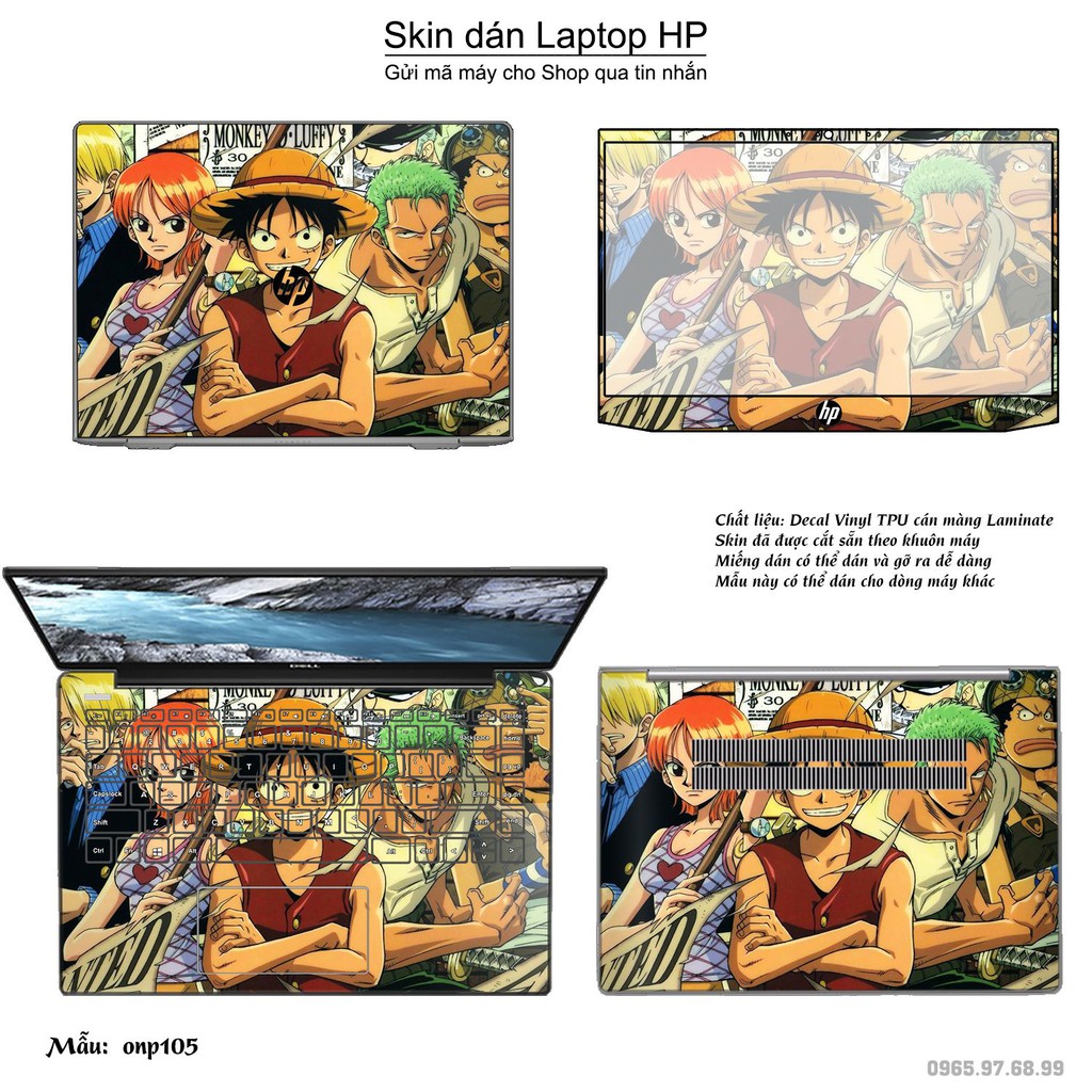 Skin dán Laptop HP in hình One Piece _nhiều mẫu 10 (inbox mã máy cho Shop)