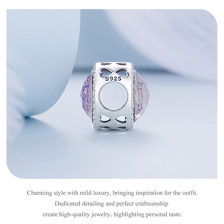 Mặt xỏ BAMOER đính đá thủy tinh bạc 925 làm vòng đeo tay diy