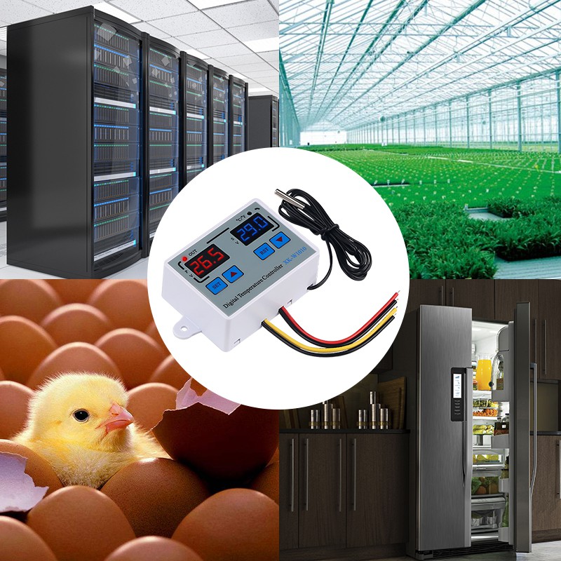 W1010 Bộ điều chỉnh nhiệt độ kỹ thuật số độ C Fahrenheit Bộ điều khiển nhiệt độ cho máy ấp trứng Đèn LED chuyển tiếp 10A Máy làm nóng Máy làm mát Đầu ra Trực tiếp
