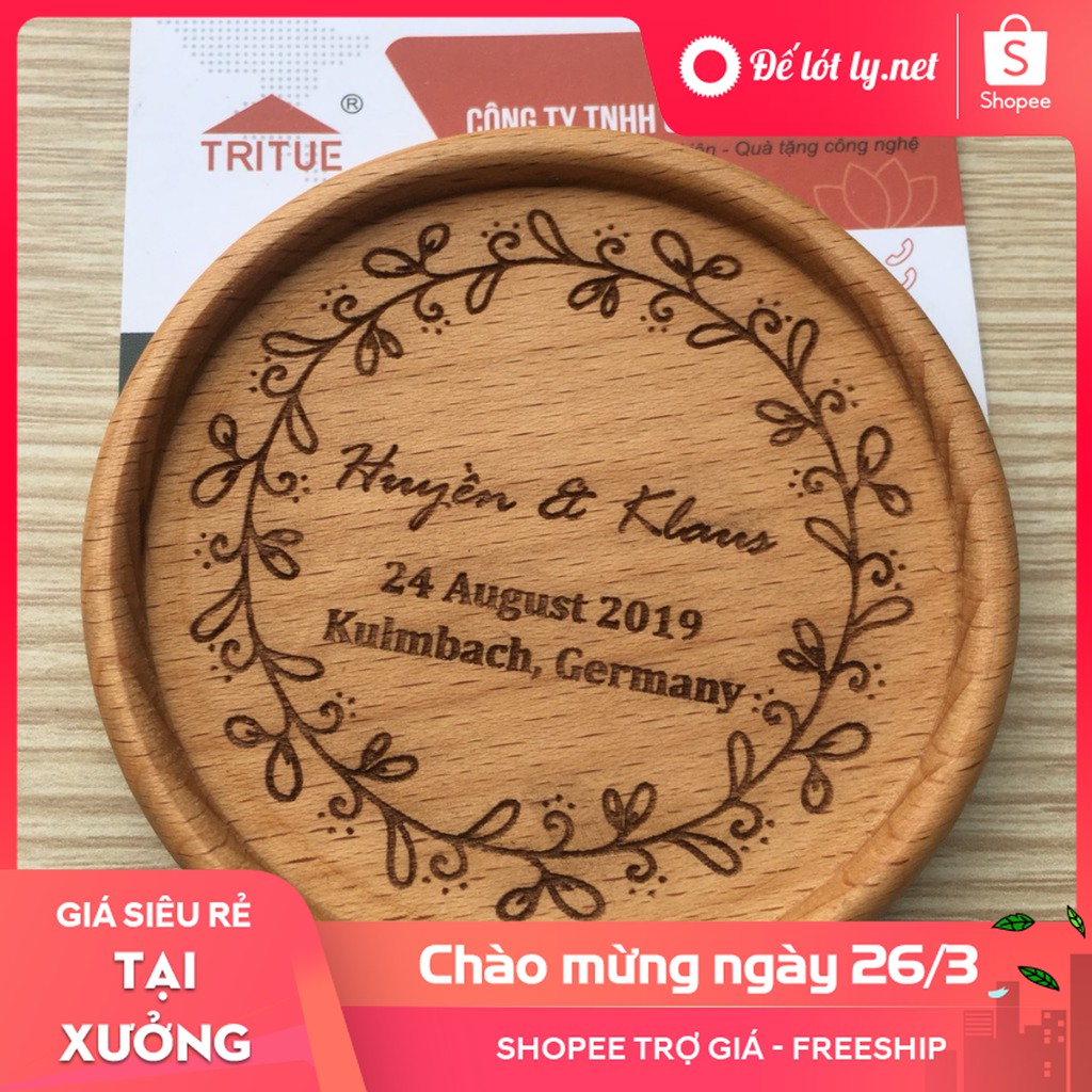 CƠ SỞ CUNG CẤP ĐẾ LÓT LY GỖ TỰ NHIÊN THEO YÊU CẦU, LÀM ĐẾ LÓT CỐC GỖ TỰ NHIÊN {SHOPEE}