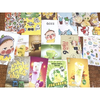 Tranh dán tường quán Trà chanh, trà sữa khổ A4, A5