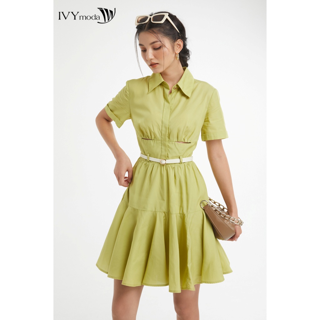 Đầm thô cut-out nhún ngực IVY moda MS 48B9398