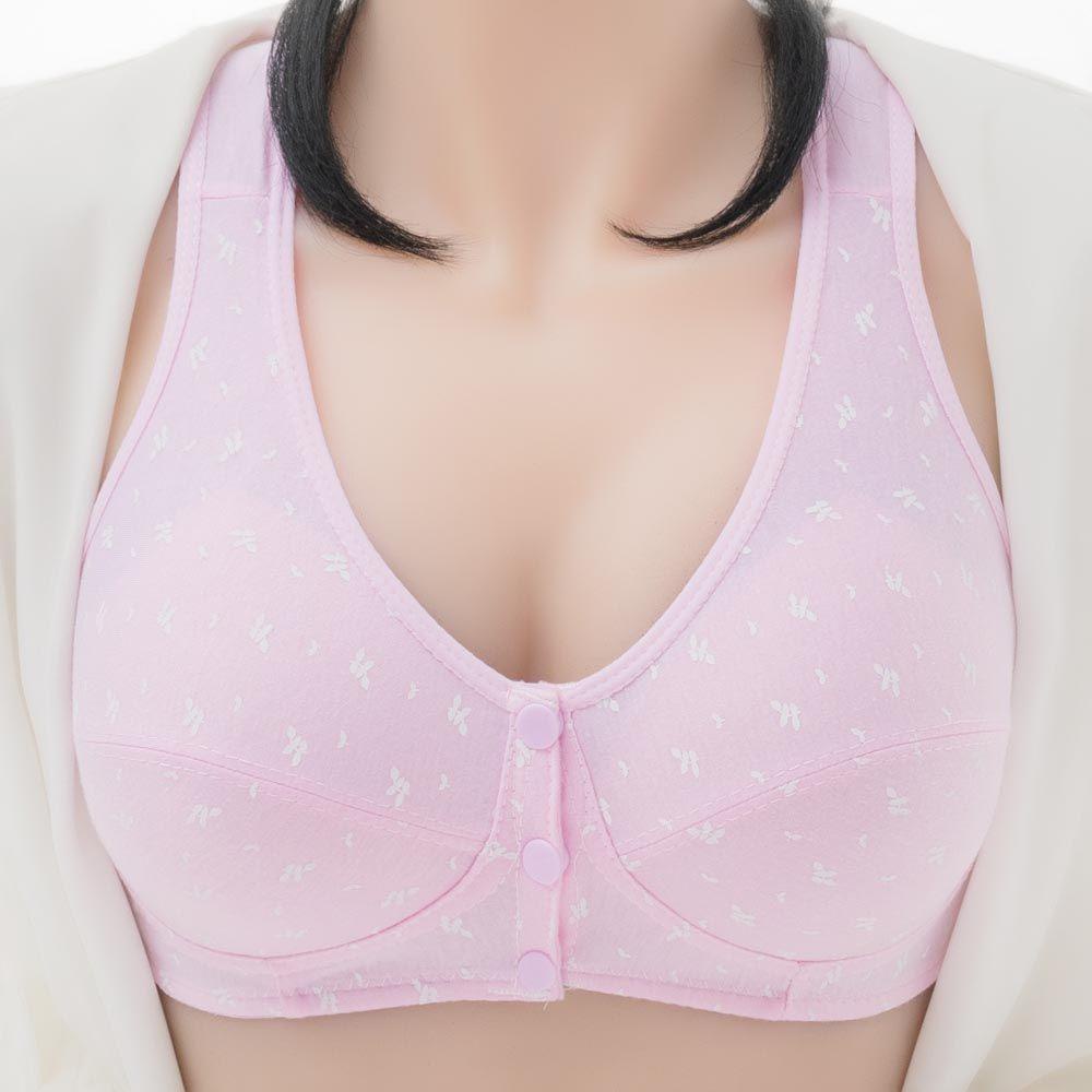 Preston Áo Ngực Chữ T Không Gọng Cúp Ngực Lớn Cài Trước Vải Cotton Mềm Cài Khóa Trước In Hoa Cho Nữ
