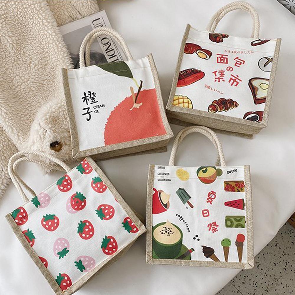 LILYES Túi Canvas Đeo Chéo Họa Tiết Hoạt Hình Phong Cách Nhật Bản