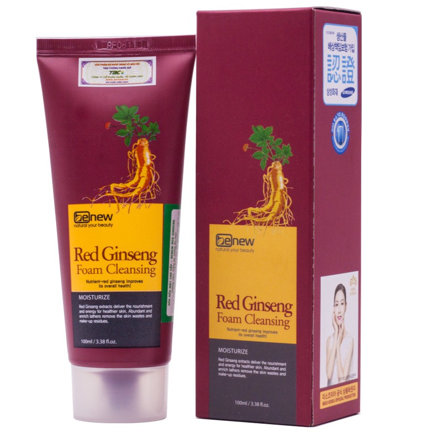 Sữa rửa mặt sâm đỏ hàn quốc BENEW RED GINSENG foam cleansing xóa nám, xóa thâm xạm 100ml/Hộp