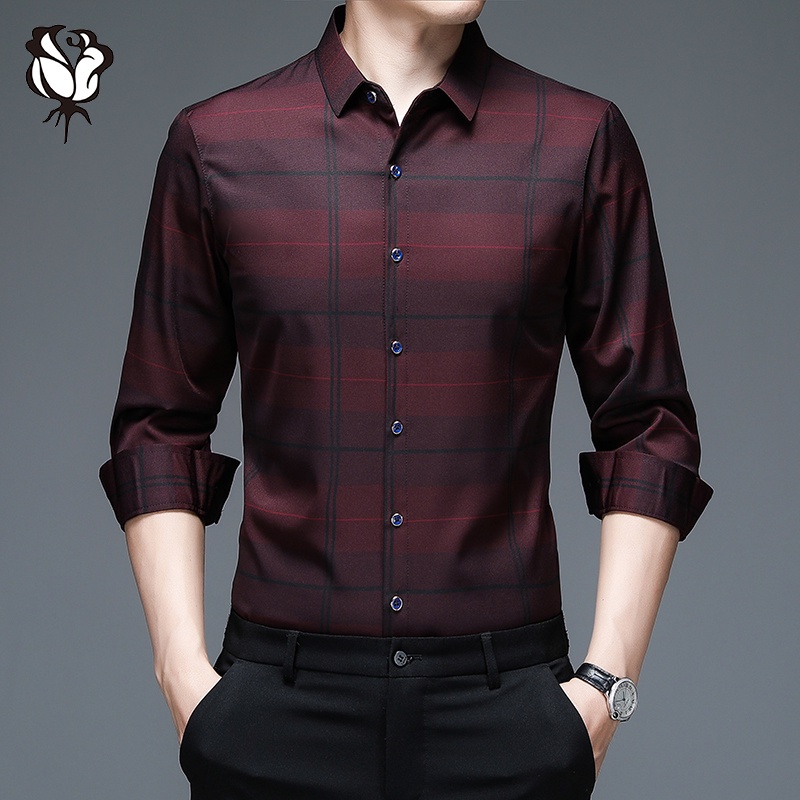 Áo sơ mi dài tay sọc ca rô độc đáo thời trang công sở cho nam với 5 màu lựa chọn