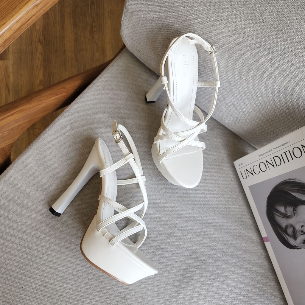 Giày Sandal Nữ Cao Gót Đi Tiệc Cillie Đế Đúp Gót Nhọn 14p Chắc Chắn 1164